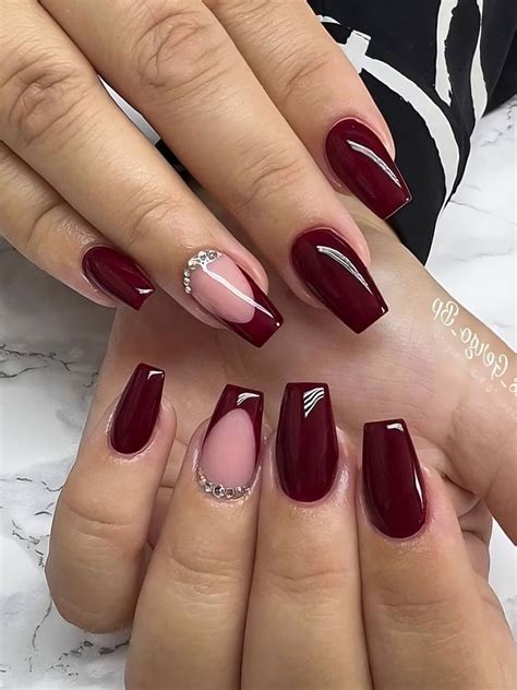 burgundy short square nails|burgundy nails for wedding.